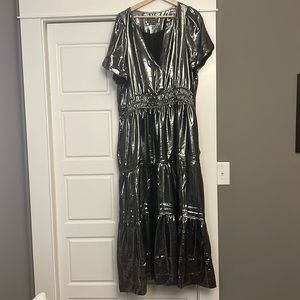 Anthropologie Somerset maxi dress - silver metallic - 2X